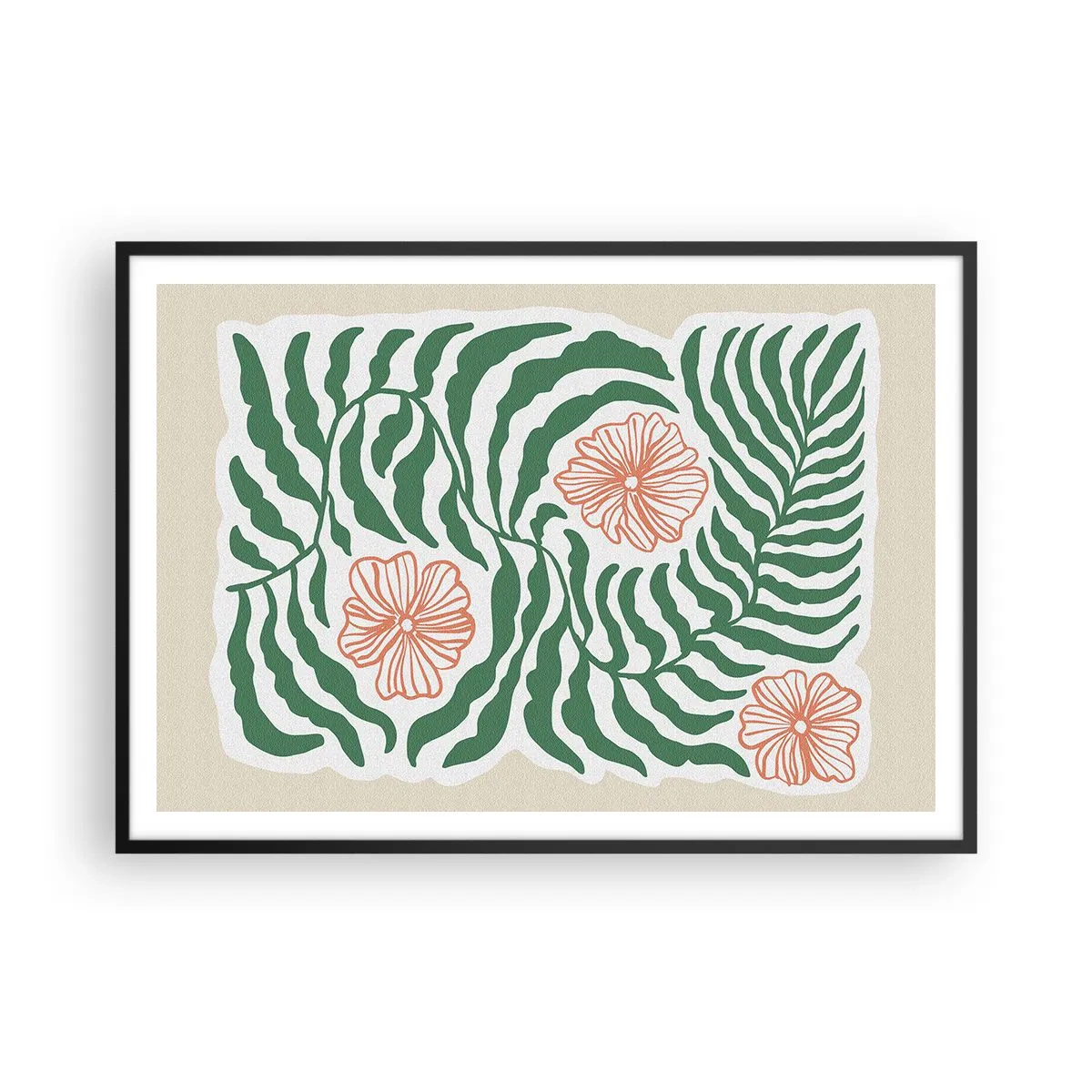 Plagát v čiernom ráme - Rozkvitnuté v zeleni - 100x70 cm