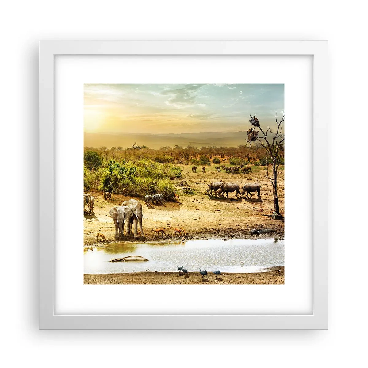 Plagát v bielom ráme - „Z raja opäť pramenila rieka…“ - 30x30 cm