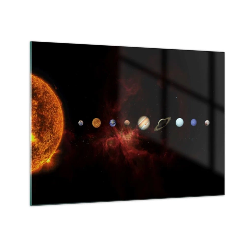 Obraz na skle - Planetárny systém so Slnkom na čiernom pozadí - 70x50cm - Naša štvrť - Moderná nástenná dekorácia do obývacej izby a spálne ARTTOR