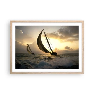 Plagát v ráme zo svetlého duba - S vetrom a proti vetru - 70x50 cm