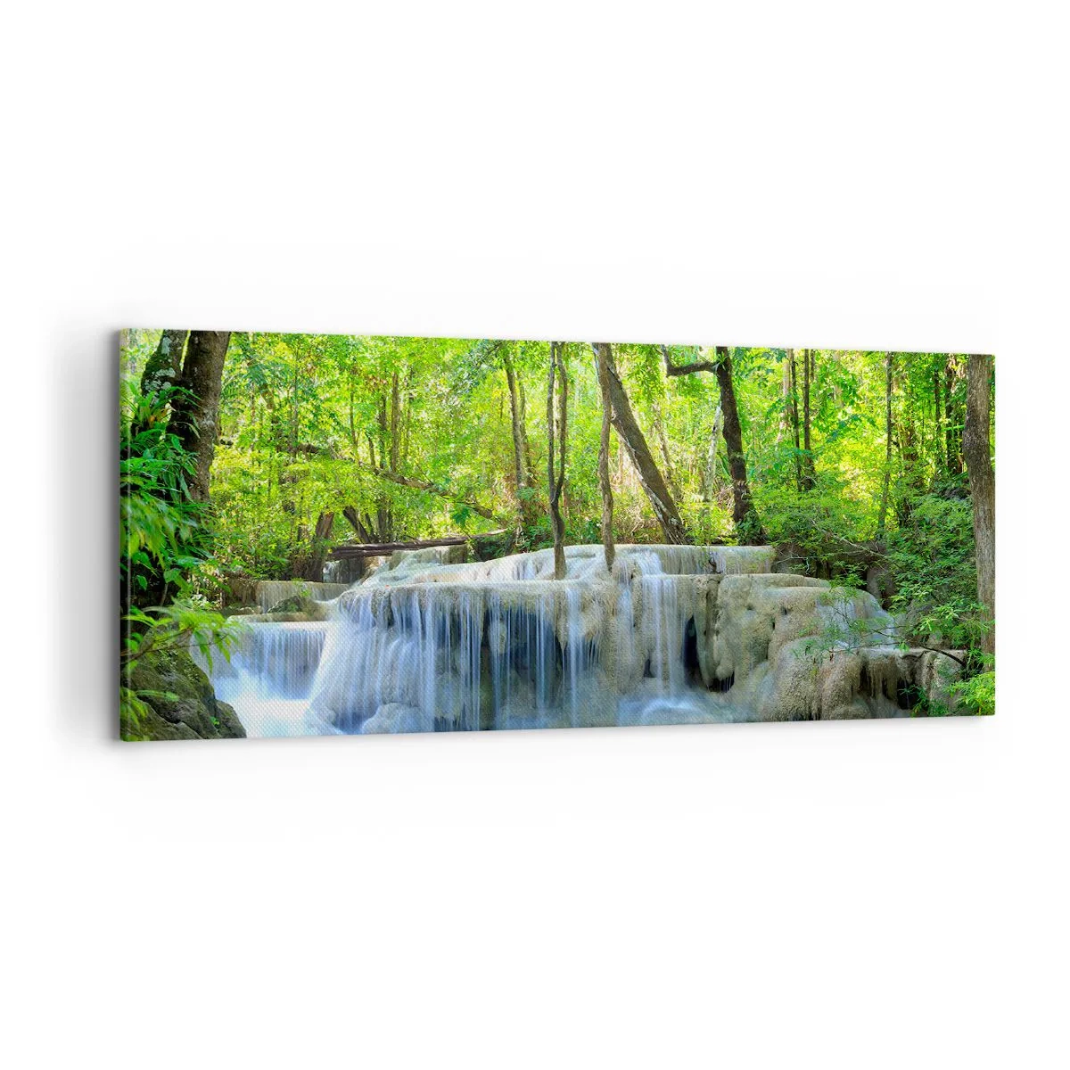 Obraz na plátne - Utopiť v tyrkyse a zeleni - 100x40 cm