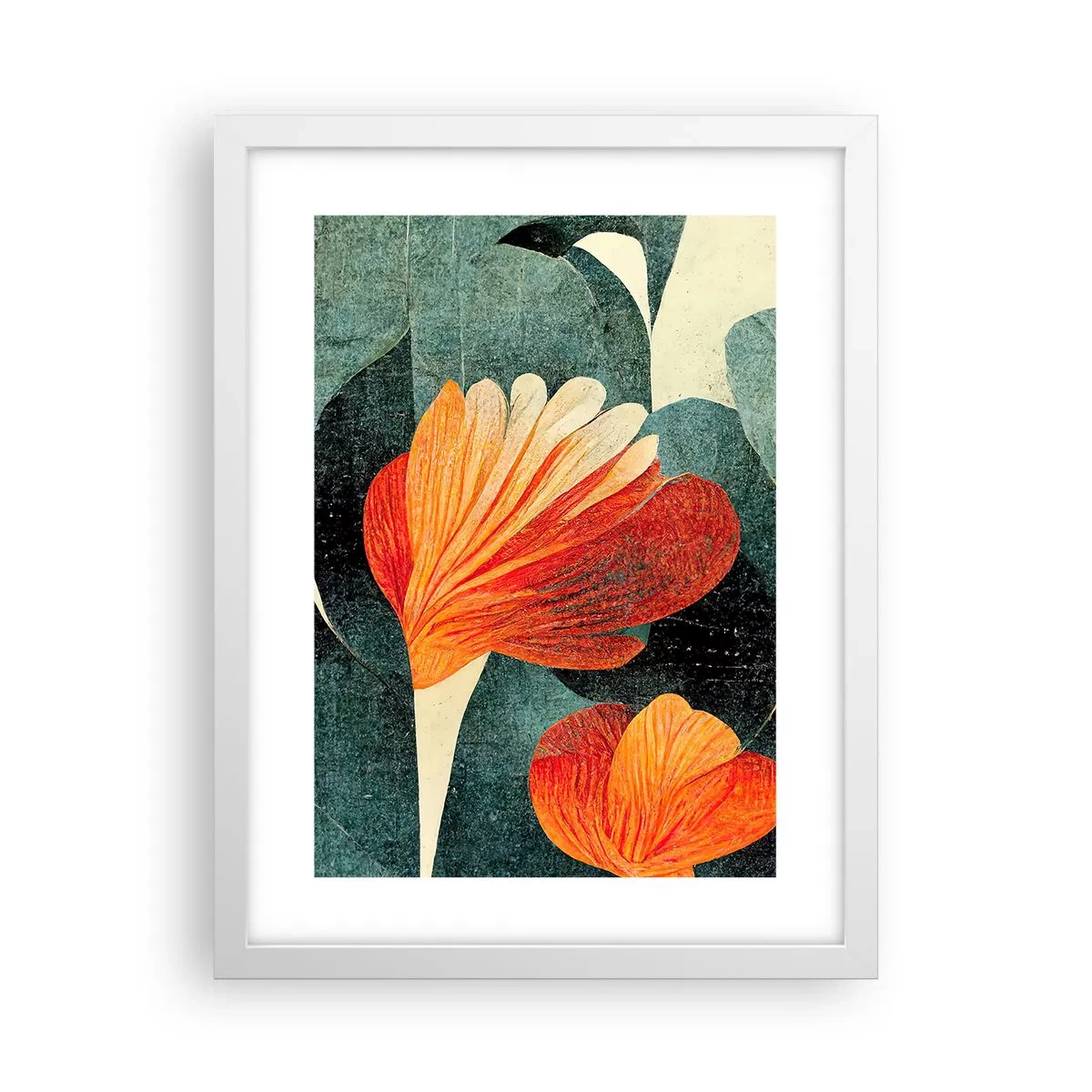 Plagát v bielom ráme - Tropické horúco a chlad zelene - 30x40 cm