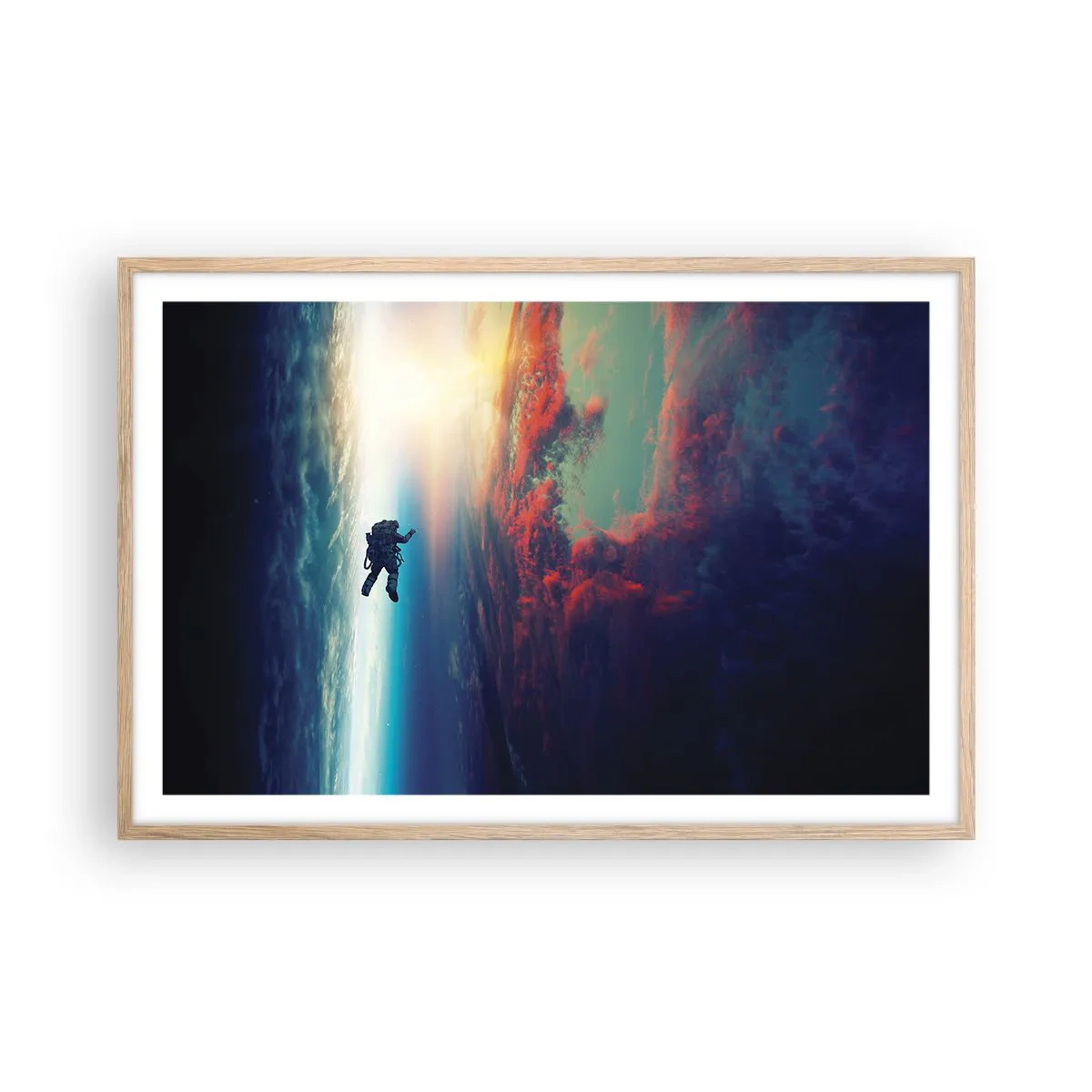Plagát v ráme zo svetlého duba - Tvárou v tvár vesmíru - 91x61 cm