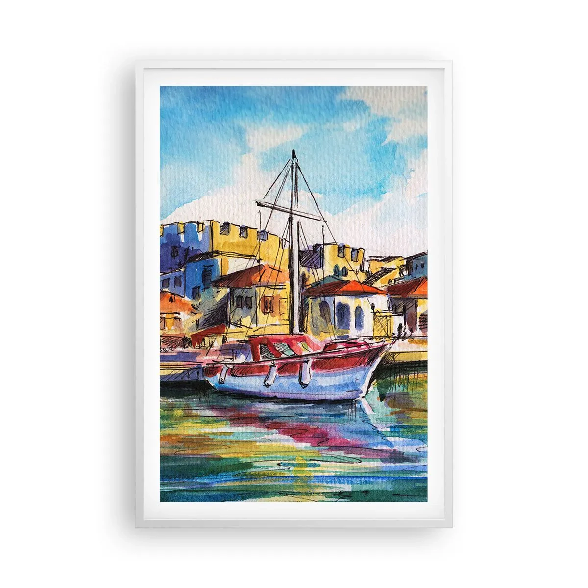 Plagát v bielom ráme - Dúhové popoludnie - 61x91 cm
