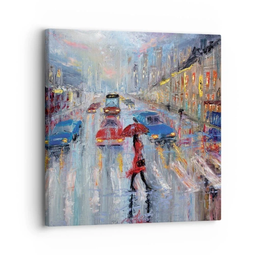 Obraz na plátne - Daždivé popoludnie v meste - 30x30 cm