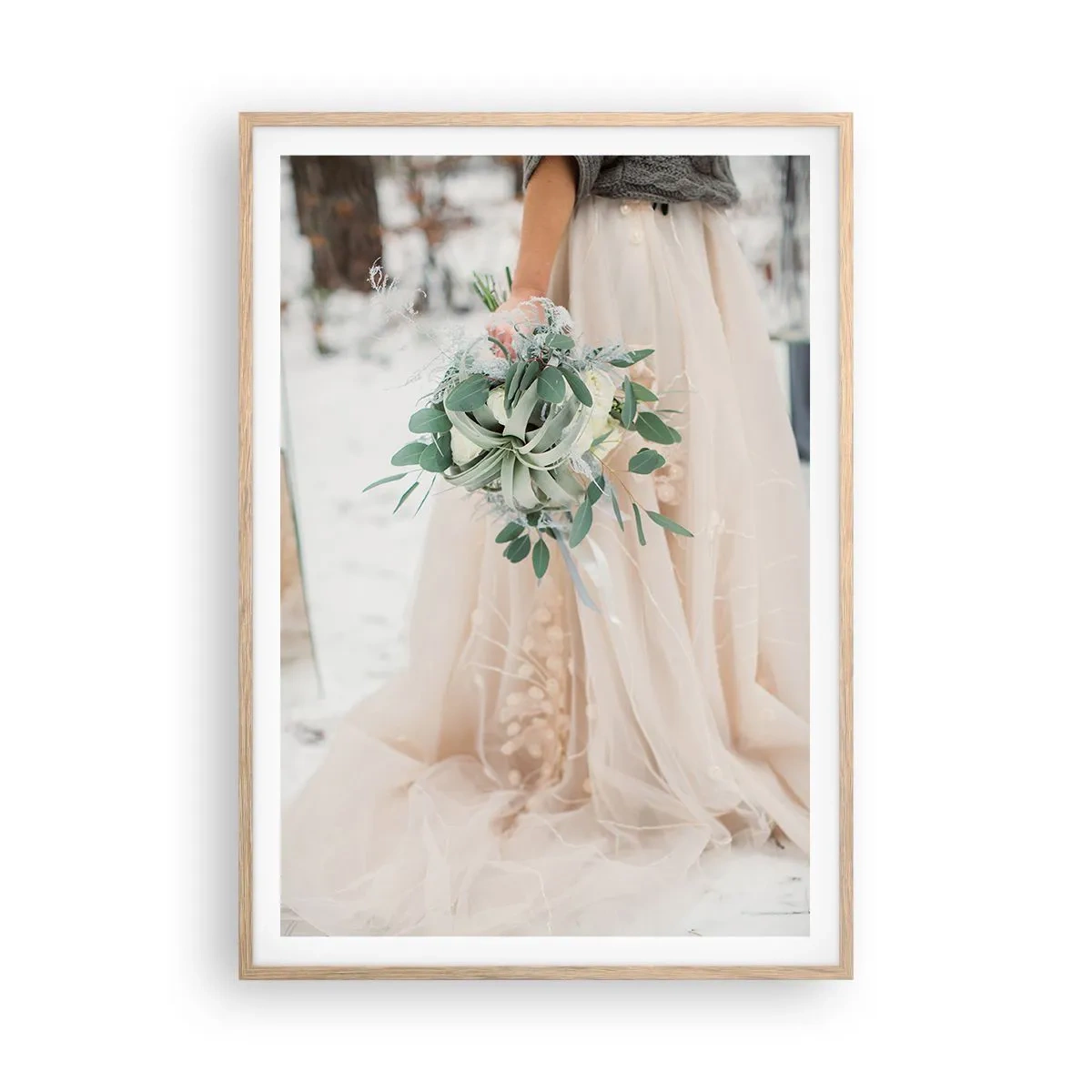 Plagát v ráme zo svetlého duba - A žili šťastne až do smrti - 70x100 cm