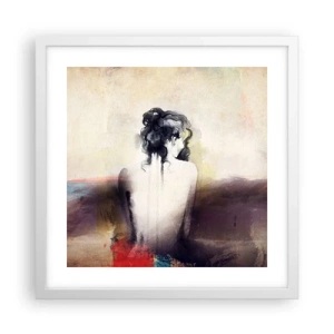 Plagát v bielom ráme - Jemné línie, oválne tvary - 40x40 cm