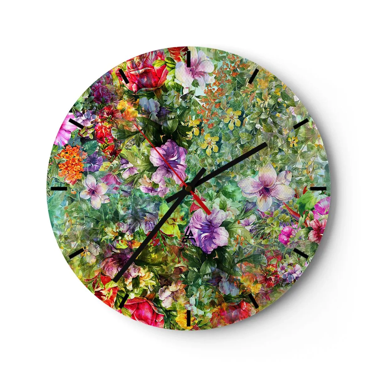 Nástenné hodiny - Farebné kvety v umeleckom aranžmáne - 30x30cm - Do kvetov, do zahynutia - Moderná nástenná dekorácia do obývacej izby, kuchyne a spálne ARTTOR