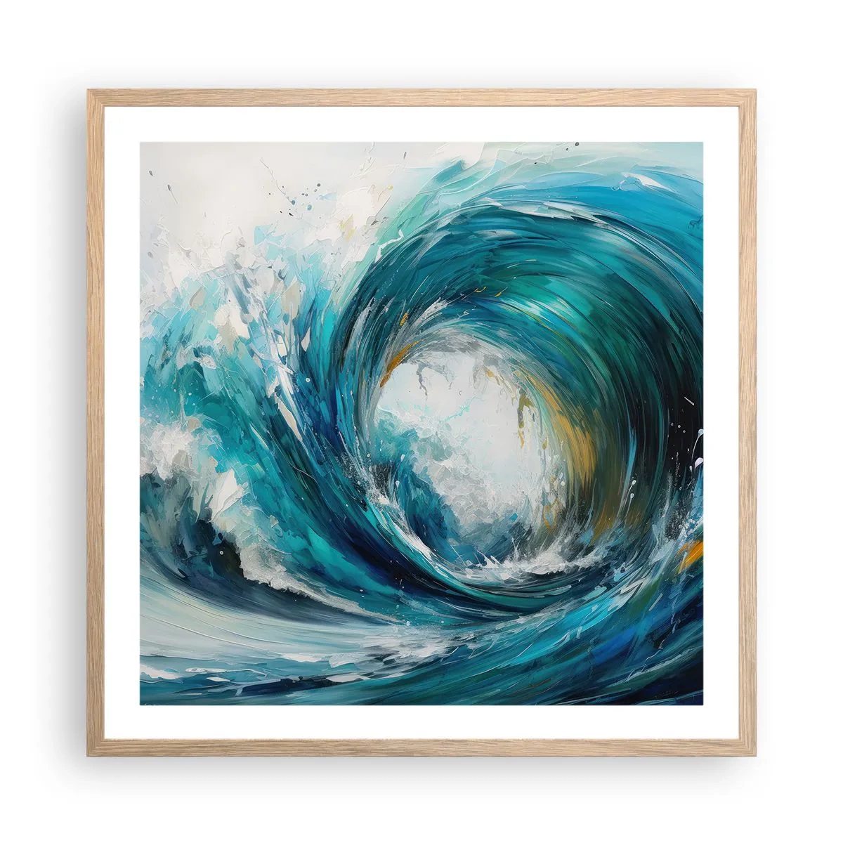 Plagát v ráme zo svetlého duba - Morský portál - 60x60 cm