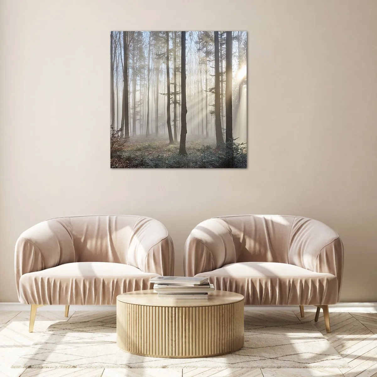 Obraz na skle - Hmla sa tiež zobudila - 40x40 cm