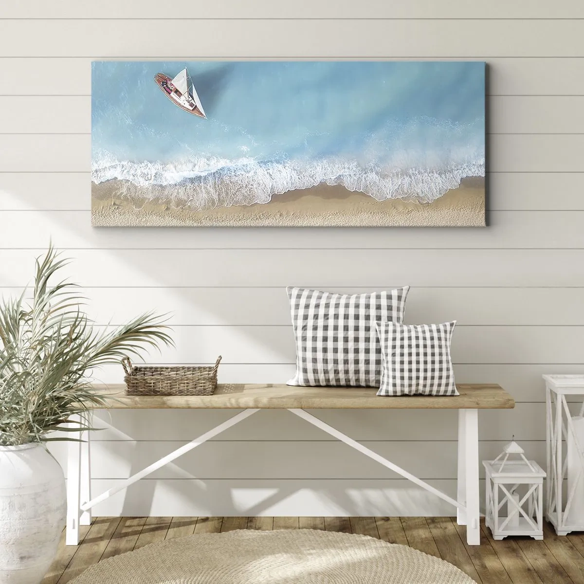 Obraz na plátne - Na hranici modrej a zlatej - 100x40 cm