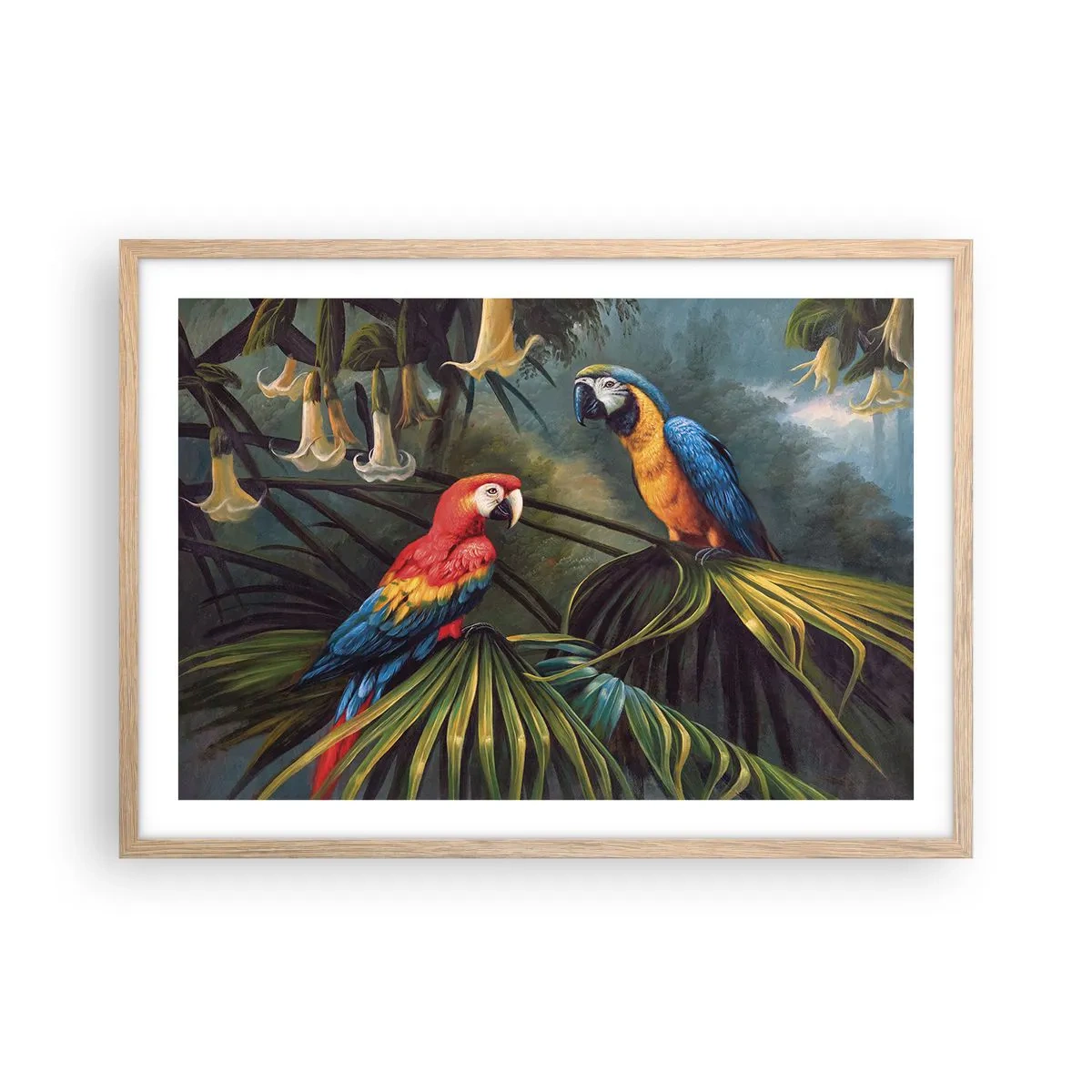 Plagát v ráme zo svetlého duba - Romantizmus v trópoch - 70x50 cm