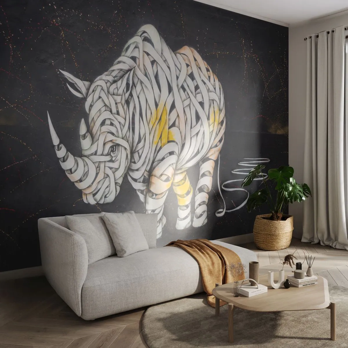 Fototapeta Premium Sand - Neciteľnosť je mýtus - Abstrakcia, Nosorožec, Abstrakcia - 300x210 cm