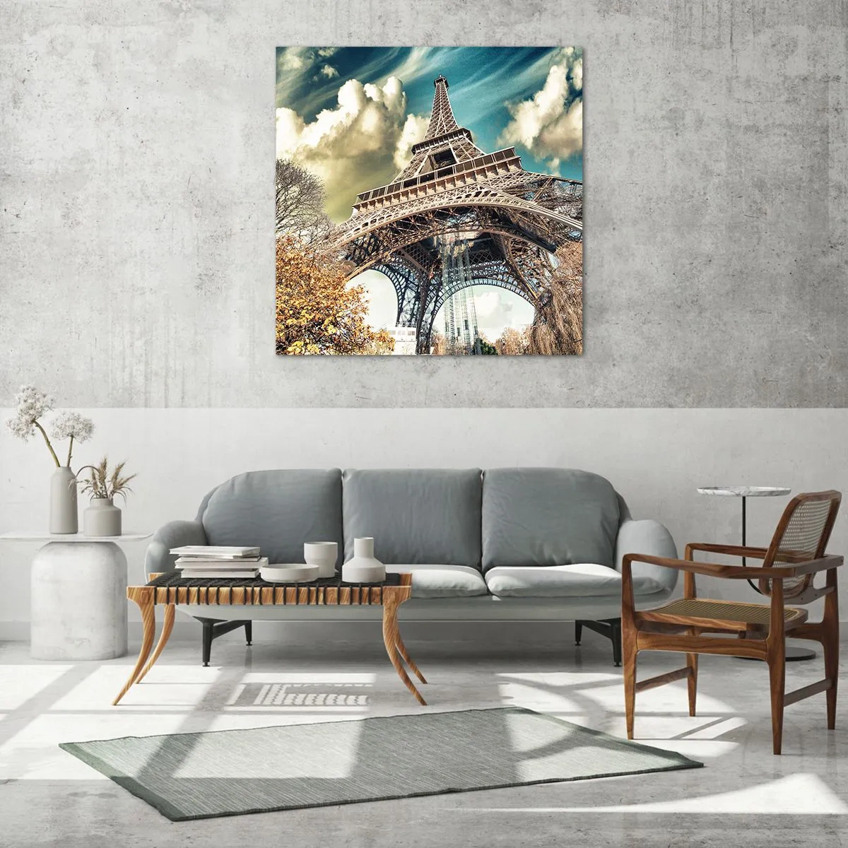 Obraz na skle - A na jeseň v Paríži… - 50x50 cm