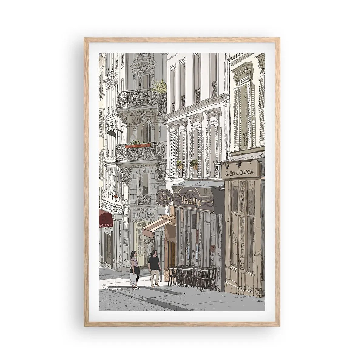 Plagát v ráme zo svetlého duba - Mestské radosti - 61x91 cm