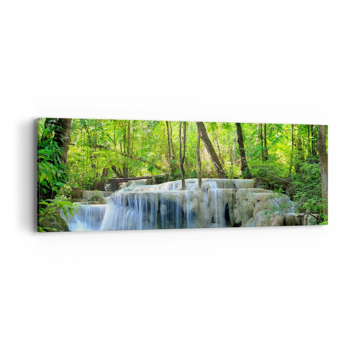 Obraz na plátne - Utopiť v tyrkyse a zeleni - 90x30 cm