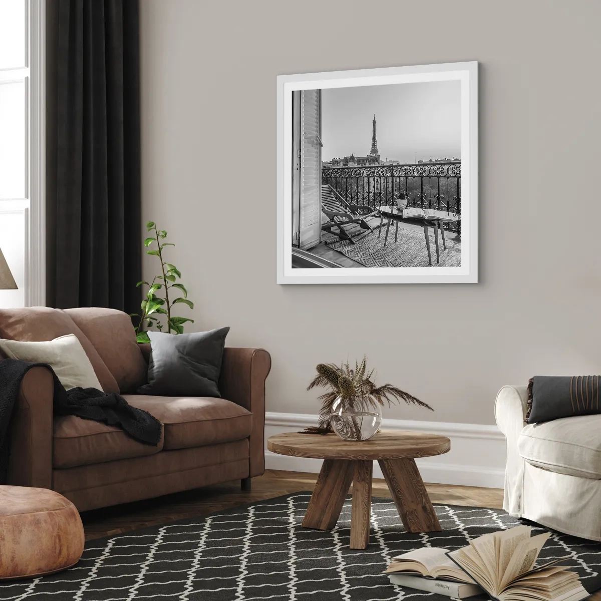 Plagát v bielom ráme - Parížske popoludnie - 40x40 cm