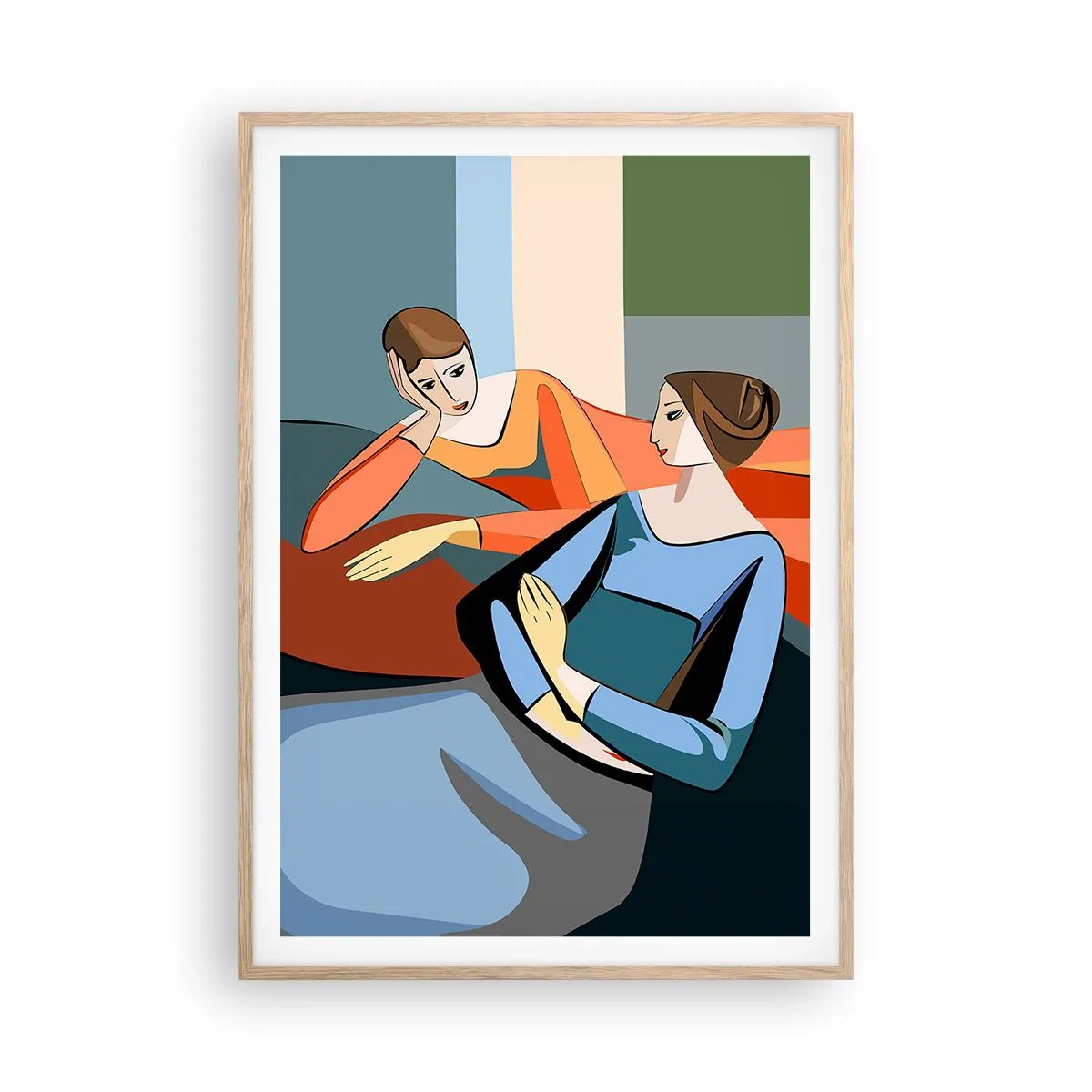 Plagát v ráme zo svetlého duba - Dôverná chvíľa - 70x100 cm