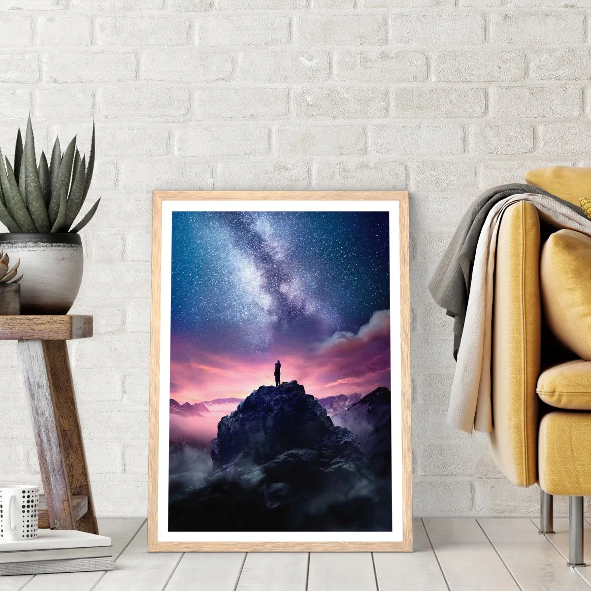 Plagát v ráme zo svetlého duba - A pocítil život - 70x100 cm