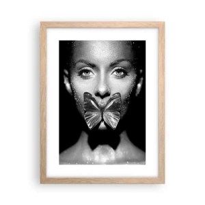 Plagát v ráme zo svetlého duba - Motýlí bozk - 30x40 cm