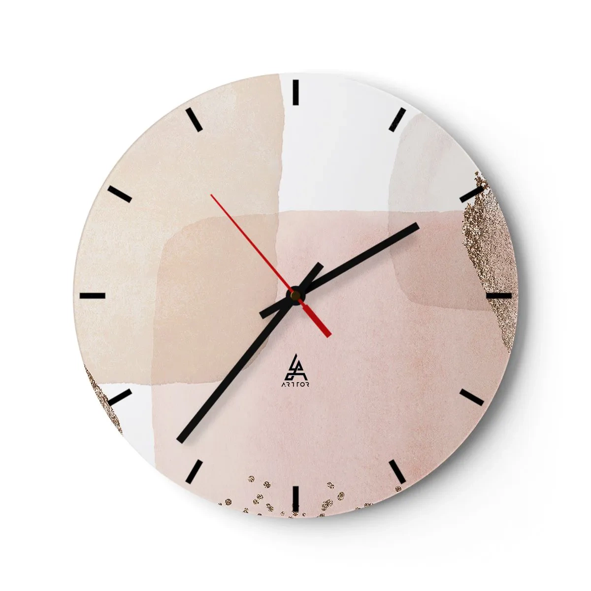 Nástenné hodiny - Geometrická kompozícia pastelových blokov s lesklými akcentmi. - 30x30cm - Pohľad cez farby - Moderná nástenná dekorácia do obývacej izby, kuchyne a spálne ARTTOR