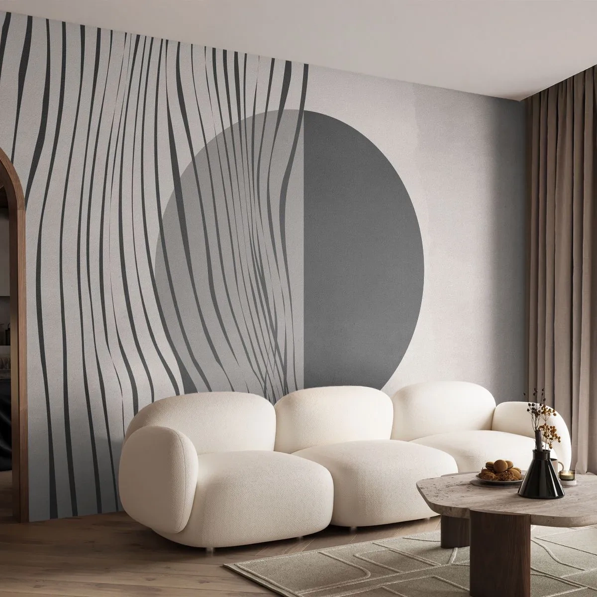 Fototapeta Premium Sand - Polovičná kompozícia - Abstrakcia, Kus, Čierna a biela - 150x105 cm