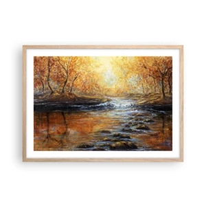 Plagát v ráme zo svetlého duba - Zlatý potok - 70x50 cm