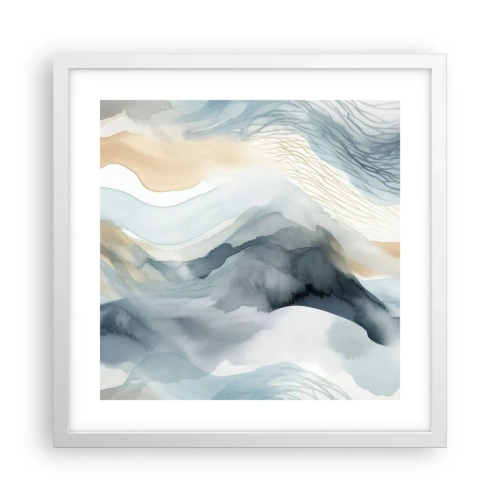 Plagát v bielom ráme - Abstrakcia snehu a hmly - 40x40 cm