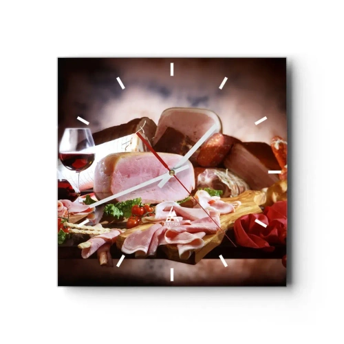 Nástenné hodiny - Kulinárne snívanie s karafou - 30x30 cm