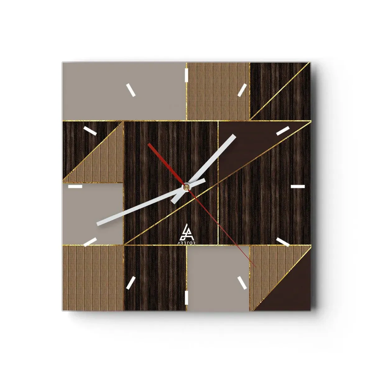 Nástenné hodiny - Mozaika hnedej a zlatej - 30x30 cm