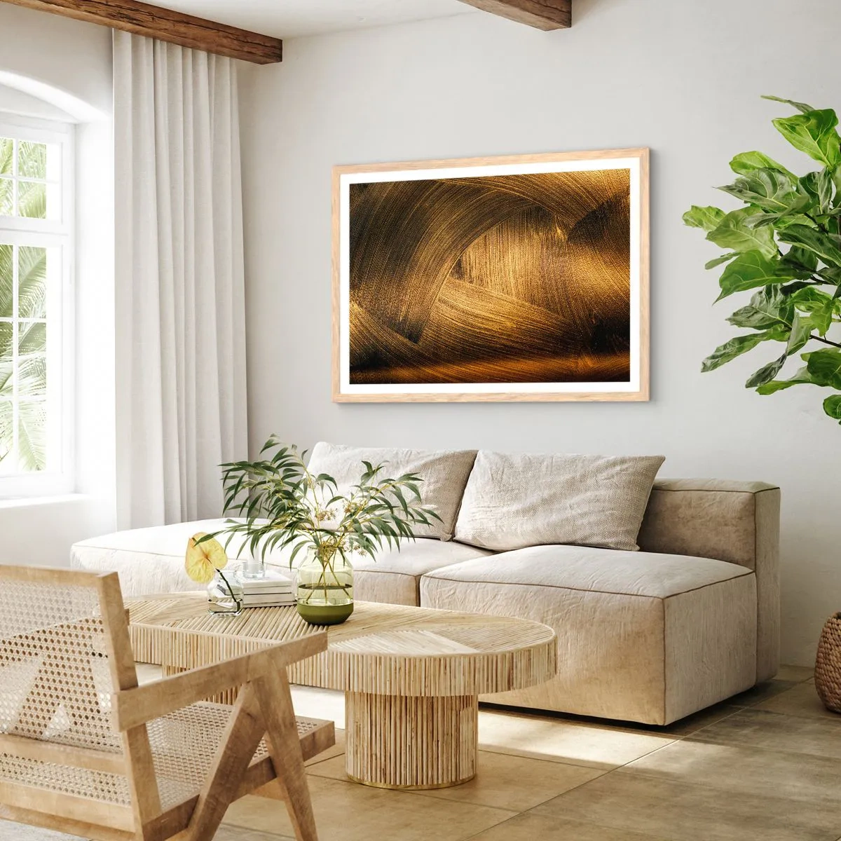 Plagát v ráme zo svetlého duba - V zlatom labyrinte - 100x70 cm