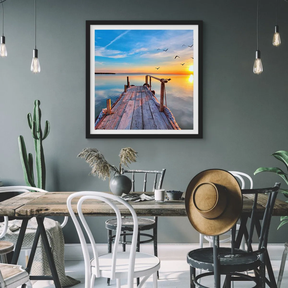 Plagát v čiernom ráme - Ísť pred seba smerom k slnku - 60x60 cm