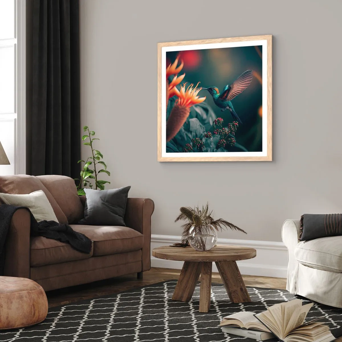 Plagát v ráme zo svetlého duba - Skutočne pestrý život - 60x60 cm