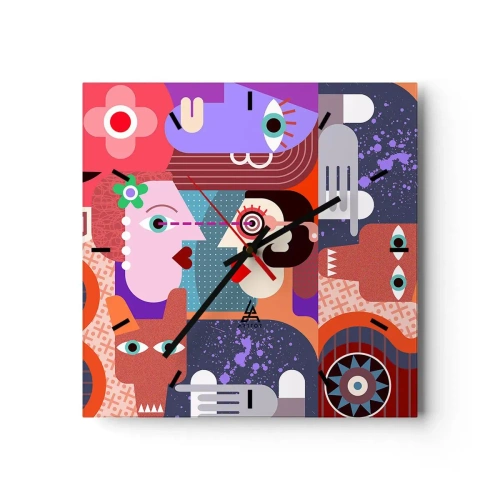 Nástenné hodiny - Tvárou v tvár - 40x40 cm