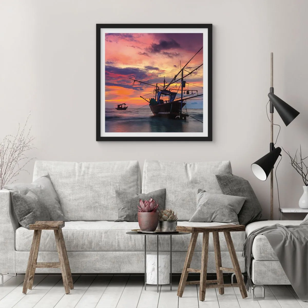 Plagát v čiernom ráme - Exotický večer - 30x30 cm