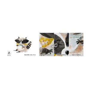 Vzorka fototapety Premium Sand - Môj priateľ mýval - Pre deti, medvedík čistotný, Grafika - 100x30 cm