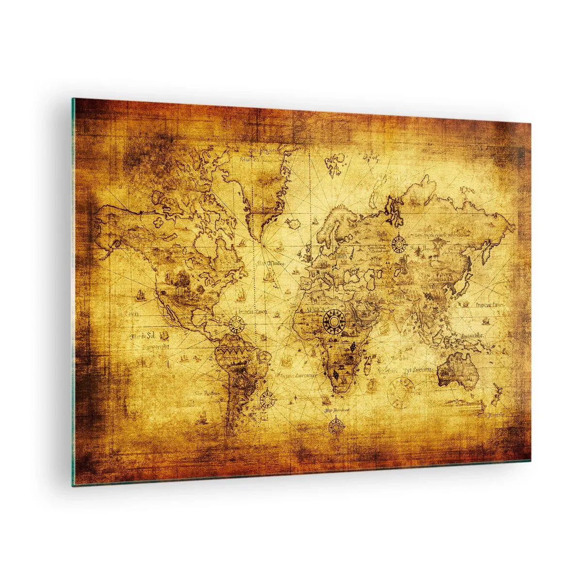 Obraz na skle - Stará mapa sveta - 70x50cm - Tento svet je divný - Moderná nástenná dekorácia do obývacej izby a spálne ARTTOR