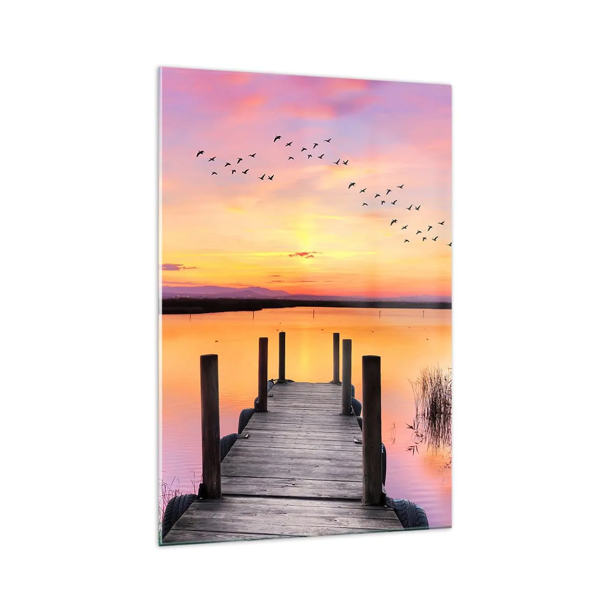 Obraz na skle - Fialové tiché svitanie - 70x100 cm