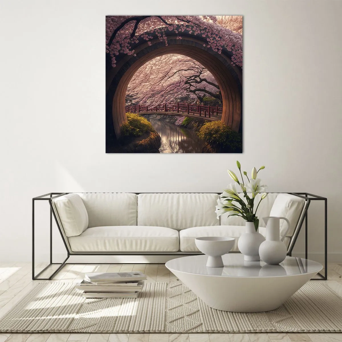 Obraz na skle - Japonská jar - 70x70 cm