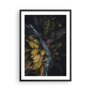 Plagát v čiernom ráme - Pohľad na lesný potok z vtáčej perspektívy - 50x70cm - Rýchlo, stále rýchlejšie - Moderná nástenná dekorácia do obývacej izby a spálne ARTTOR