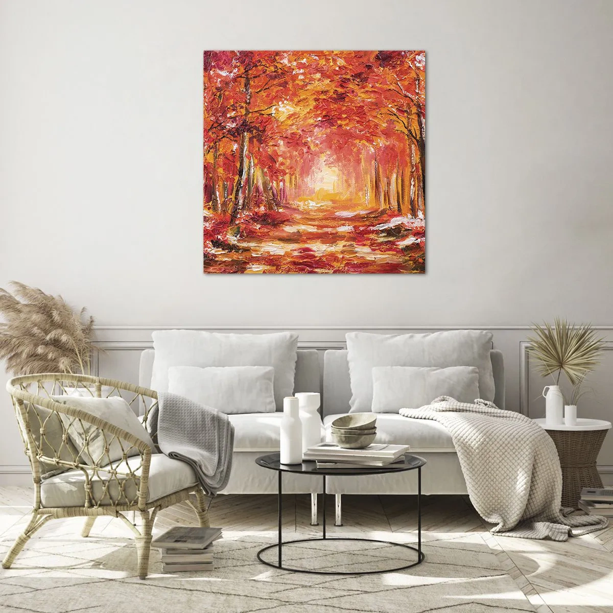 Obraz na skle - Medený les - 60x60 cm