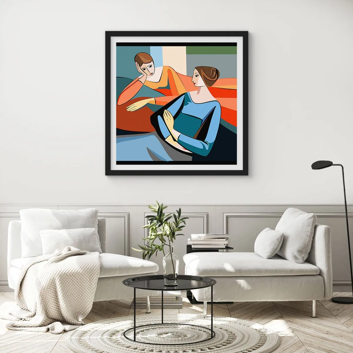 Plagát v čiernom ráme - Dôverná chvíľa - 50x50 cm