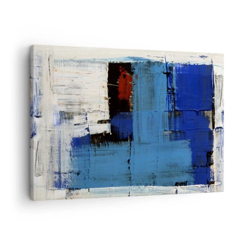 Obraz na plátne - Abstraktná kompozícia v odtieňoch modrej a bielej - 70x50cm - Tajomstvo modrej - Moderná nástenná dekorácia do obývacej izby a spálne ARTTOR
