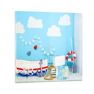Obraz na skle - Detská túžba za dobrodružstvom - 30x30 cm