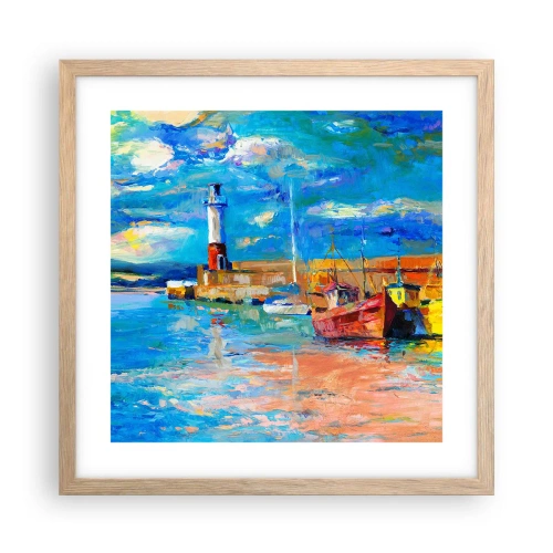 Plagát v ráme zo svetlého duba - Popoludní v dúhovom zálive - 40x40 cm