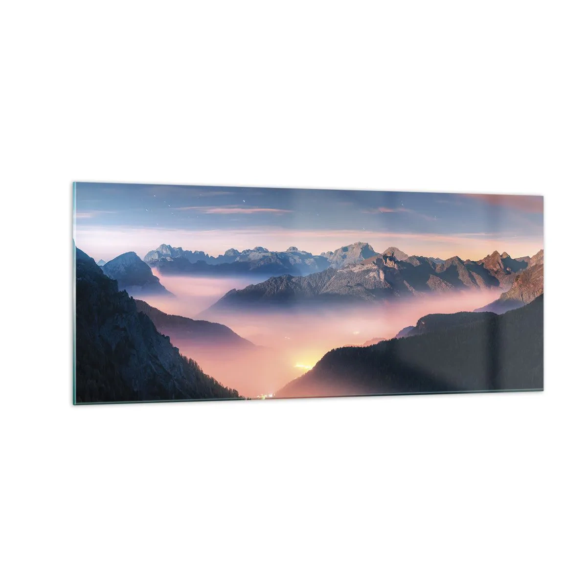 Obraz na skle - Svetlo v údoliach - 100x40 cm