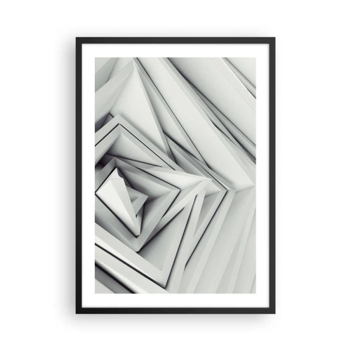 Plagát v čiernom ráme - Abstraktná kompozícia geometrických trojuholníkov v 3D - 50x70cm - Symfónia ostrých uhlov - Moderná nástenná dekorácia do obývacej izby a spálne ARTTOR