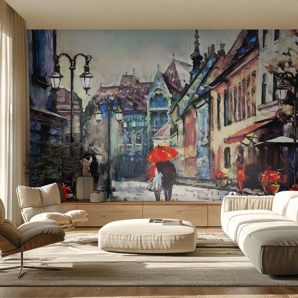 Fototapeta Premium Sand - Dážď pre dvoch - Mesto, Architektúra, Staré Mesto - 100x70 cm