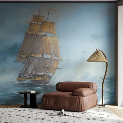 Fototapeta Premium Sand - Bežiaci po vlnách - More, Loď, Námorná - 500x350 cm