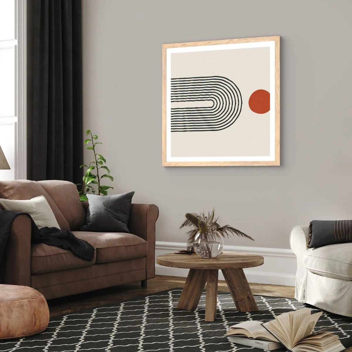 Plagát v ráme zo svetlého duba - Magnetizmus tvarov a farieb - 60x60 cm